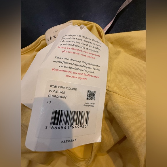 NWT. Sezane. Pippa Short Dress. Yellow. Size Small. - Picture 9 of 11